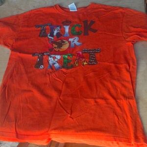 Woman's tee shirt for Halloween, short sleeves, size L, orange